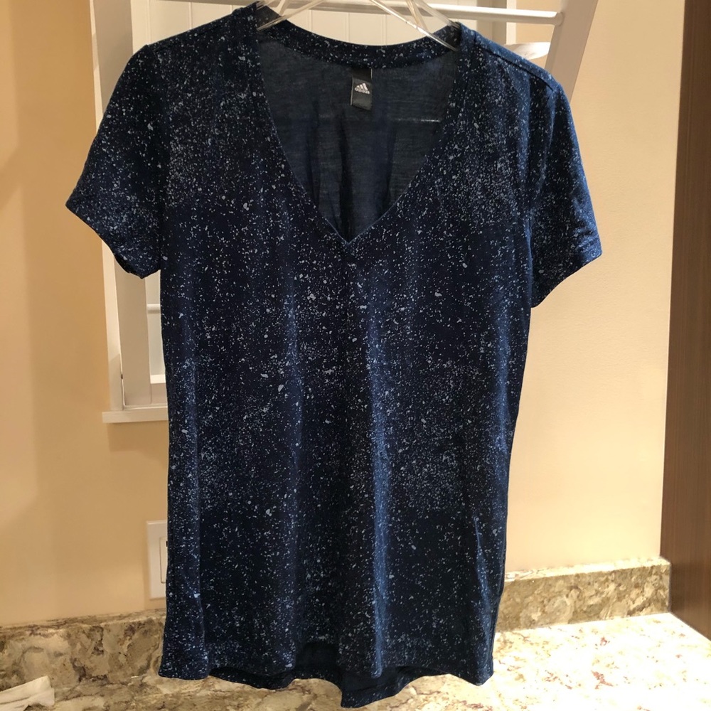 Adidas Blue with Grey Speckled short Sleeve Tee
